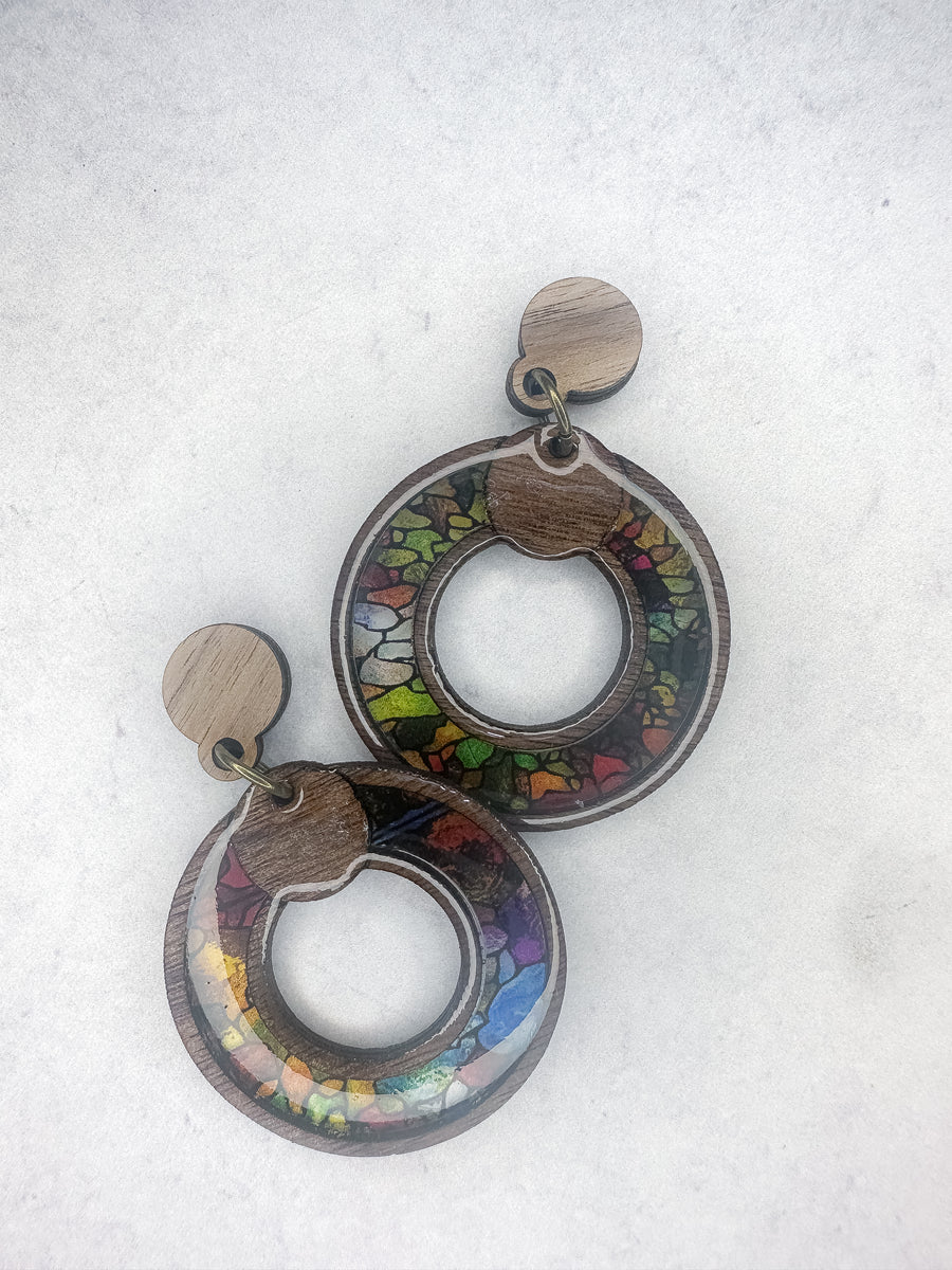 Stained Glass Hoops | OOAK | Flash Toppers